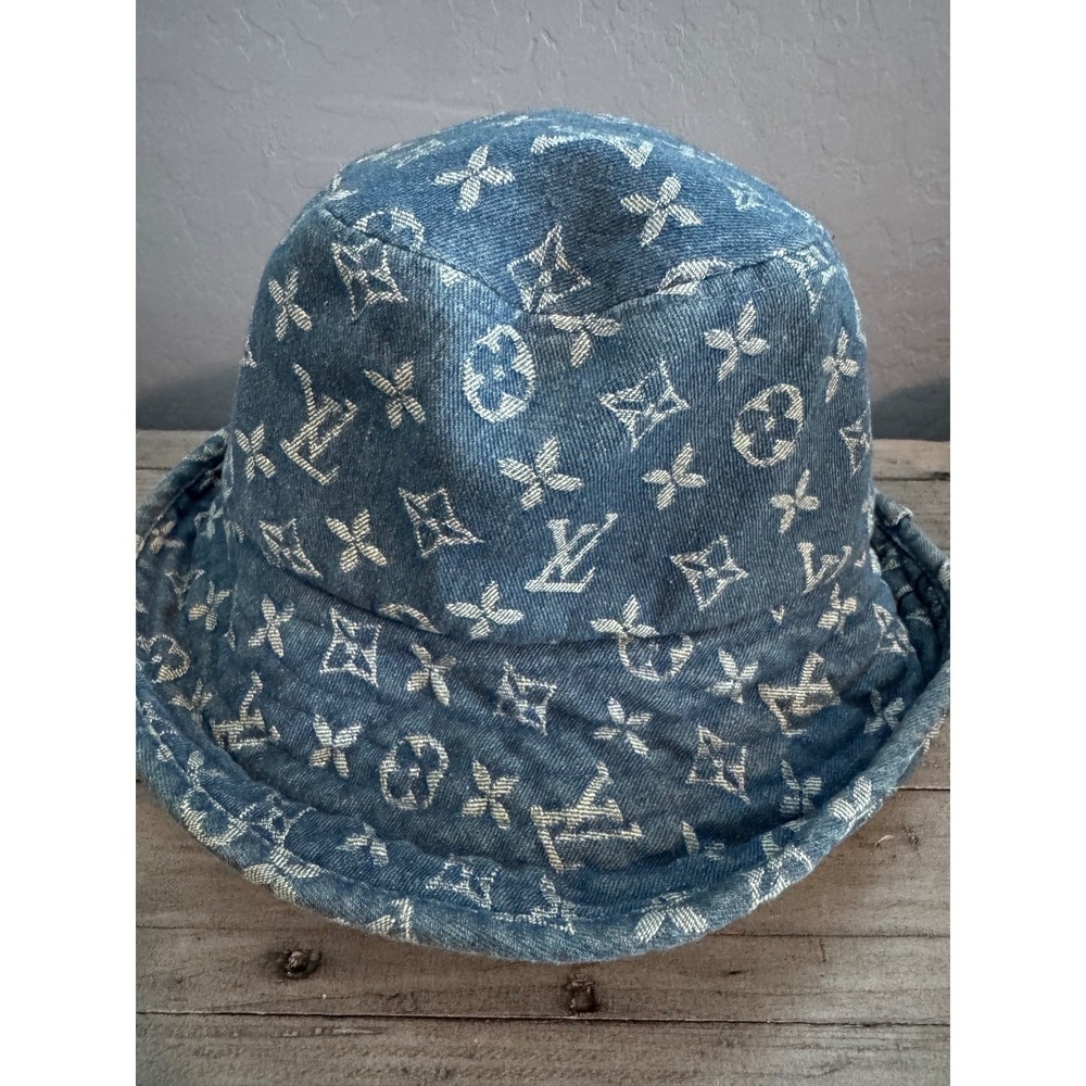 Vintage Louis Vuitton Monogram Denim Heavyweight Cotton Bucket Hat MP2092 - Picture 5 of 9